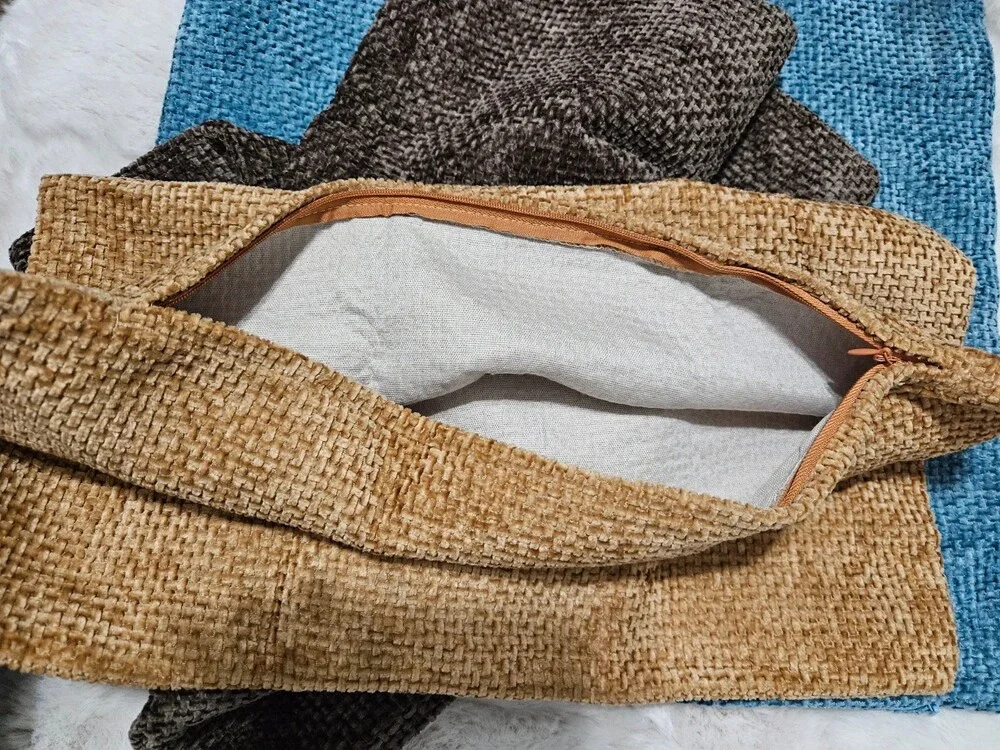 4pcs Textured Chenille Cushion Covers with Zipper